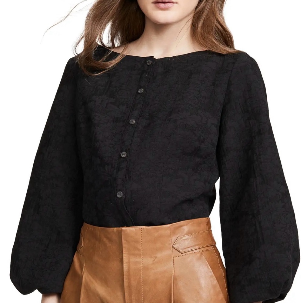 Mara Hoffman “Gertrude” jacquard print black crop top SZ M.